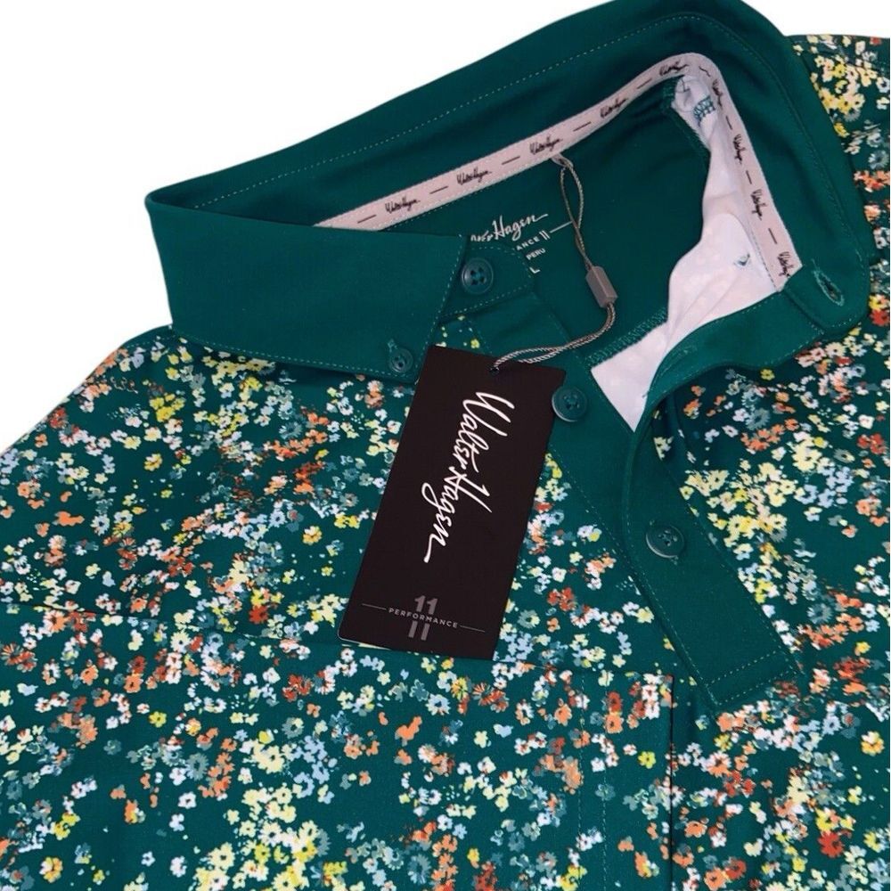 Walter Hagen NWT Performance 11 Garden Party Green Short Sleeve Golf Polo XL‎